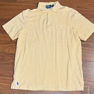 Polo Ralph Lauren Orange and White Striped‎ Polo Shirt Size Mens Large